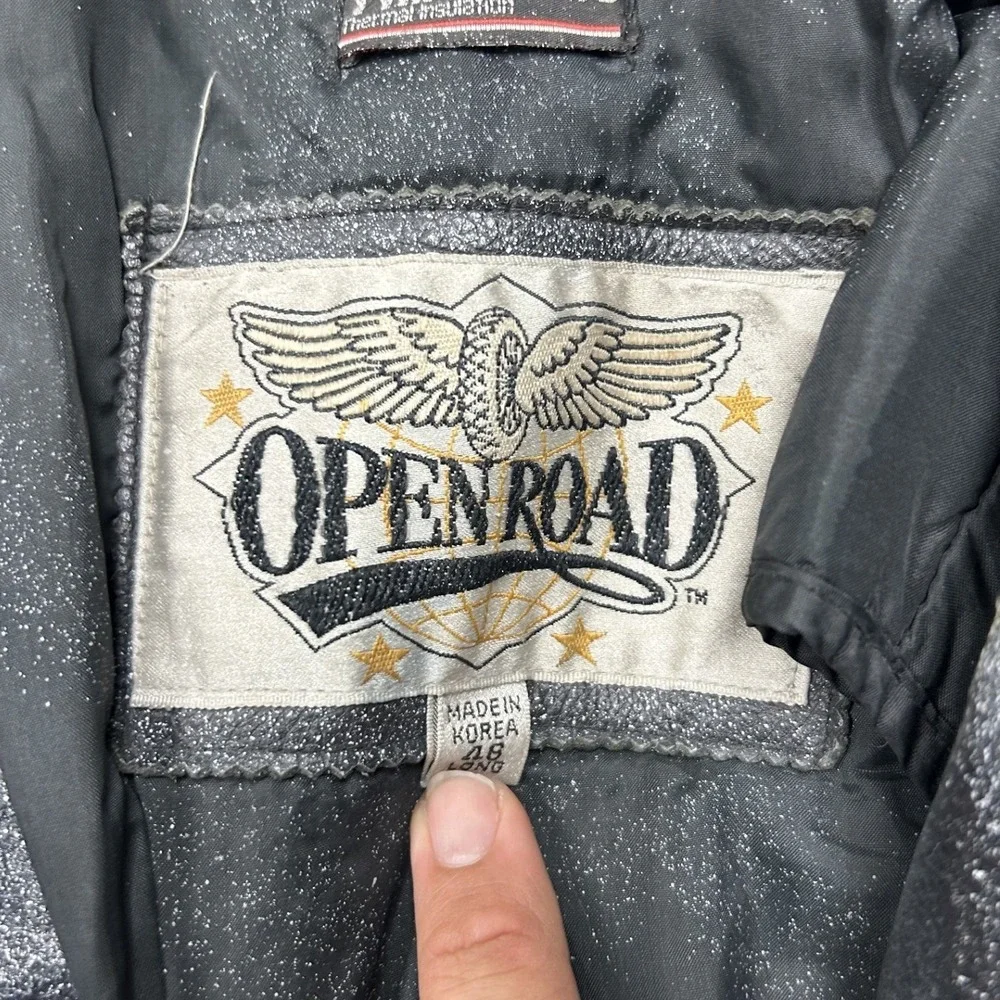Vintage Leather Biker Jacket Mens XL Black Purple Fair Custom Spray Paint Punk